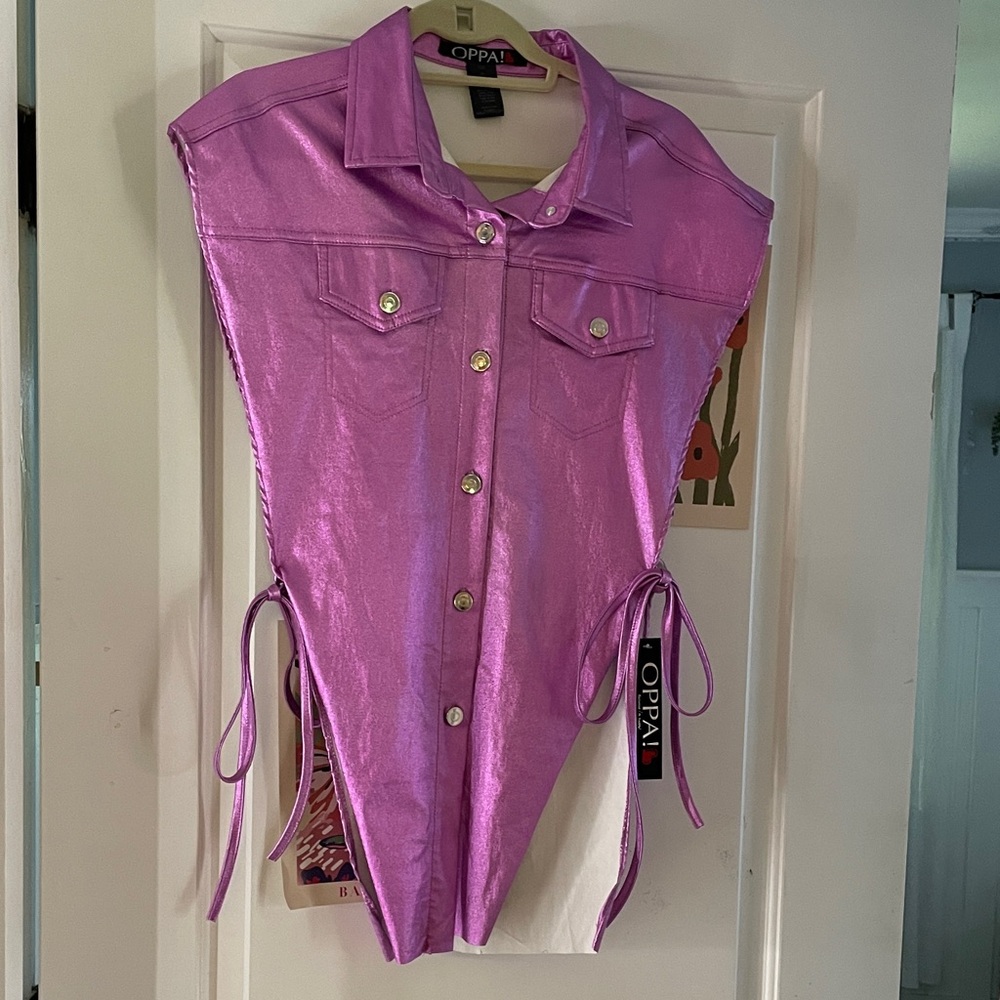 Shimmering Purple Button-Up Top